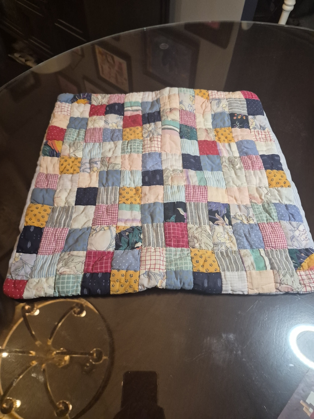 Handmade Patchwork Quilted Square - Multicolor pillow cover